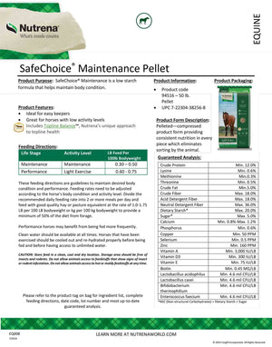 Nutrena SafeChoice Maintenance Label