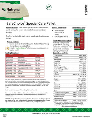 Nutrena SafeChoice Special Care Label