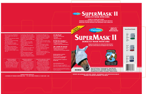 Farnam Super Mask II Horse Fly Mask with Ears Label