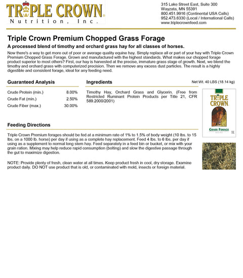 Triple Crown Grass Forage information