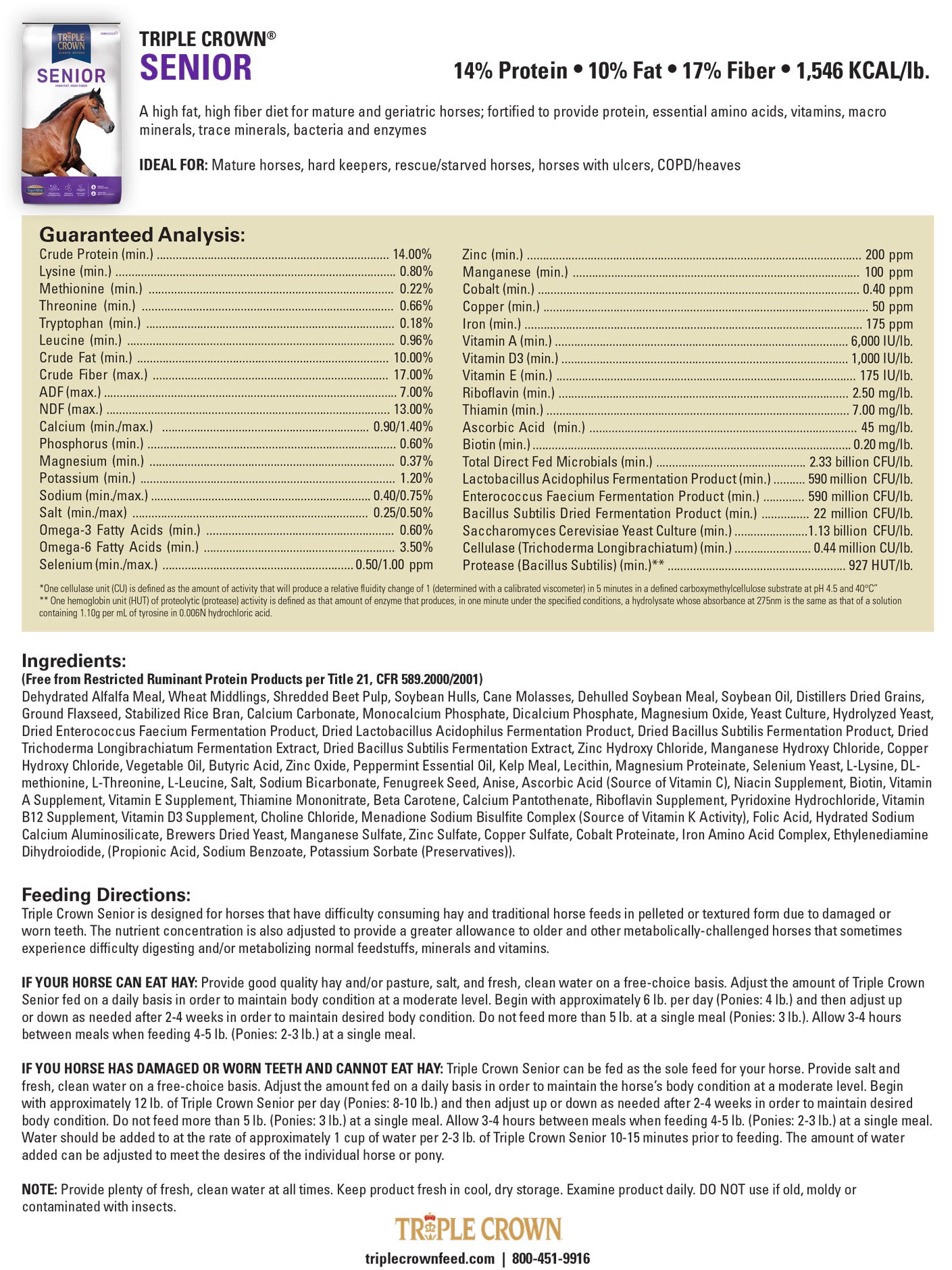 Triple Crown Senior Horse Feed The Mill Bel Air, Black Horse, Red Lion, Whiteford, Hampstead