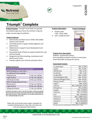 Nutrena Triumph Complete Label
