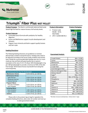 Nutrena Triumph fiber Plus Label