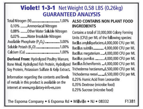 espoma violet plant food spray label