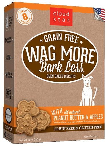 Cloud Star Wag More Bark Less Peanut Butter and Apples Oven Baked Grain Free Dog Treats