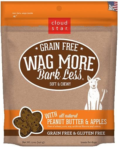 Cloud star Wag More Bark less Peanut Butter and Apples Soft and Chewy Grain free Dog Treats