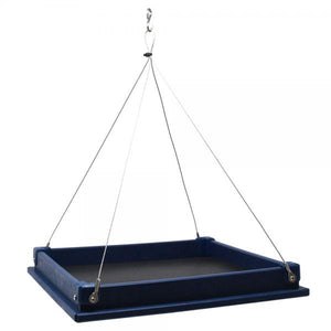 Blue platform bird feeder