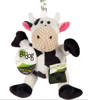 Godog Checkers Sitting Cow Dog Toy, Small