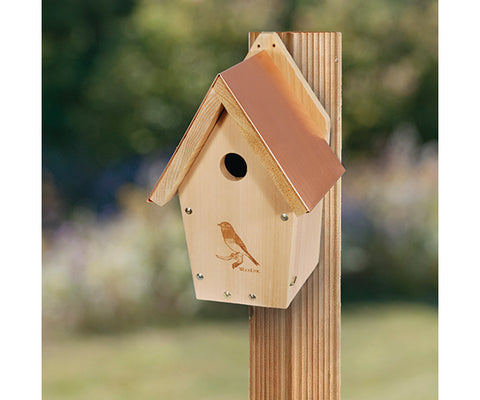 copper topped birdhouse