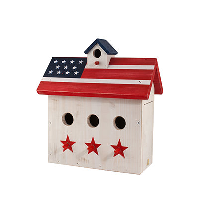 Patriotic- 3 Perch Wren Birdhouse